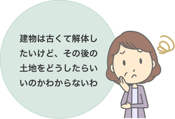 建物は古くて解体したいけど、その後の土地をどうしたらいいのかわからないわ